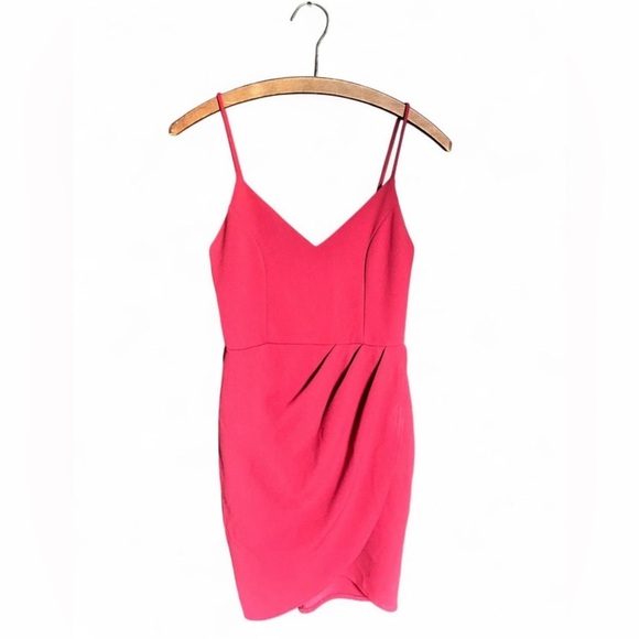 Lulu’s Deep Red V-Neck Bodycon Dress Size Sm Form-Fitting Cocktail Party Dress - Picture 2 of 7